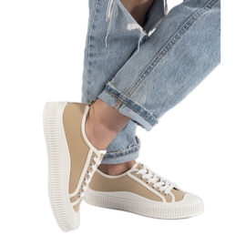Dunkelbeige Damen-Sneaker auf der Plattform