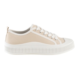 Beigefarbene Plateau-Sneaker für Damen