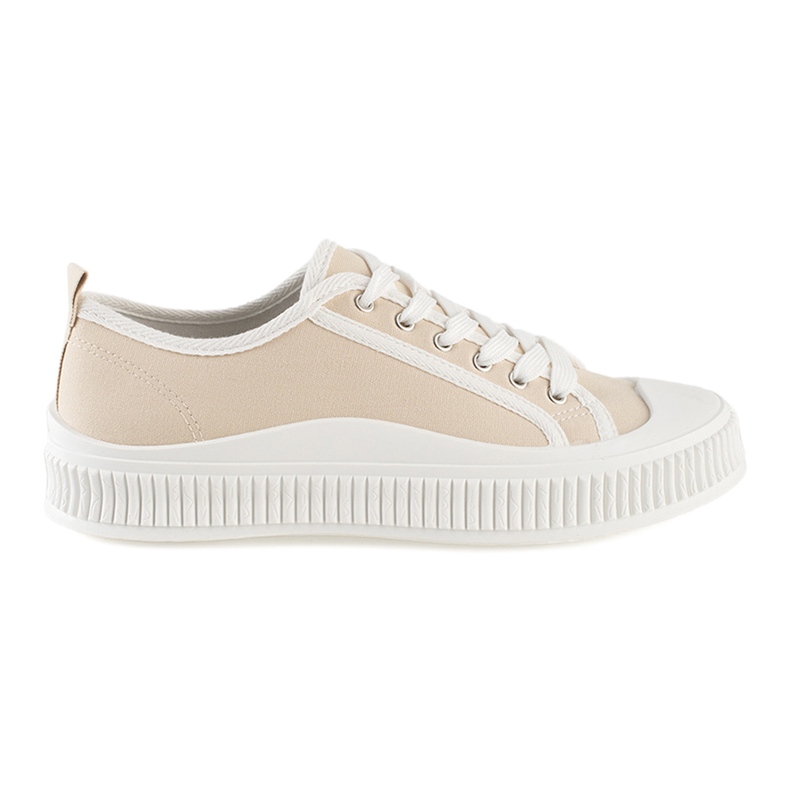Beigefarbene Plateau-Sneaker für Damen