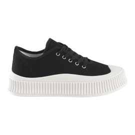 Schnür-Damen-Plateau-Sneaker, schwarz