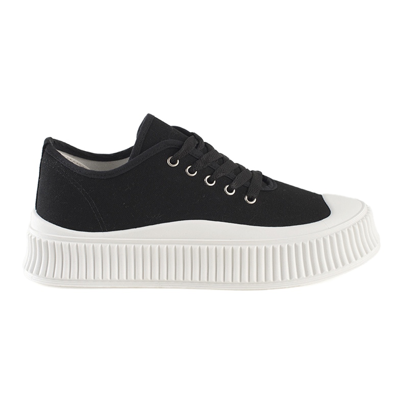 Schnür-Damen-Plateau-Sneaker, schwarz