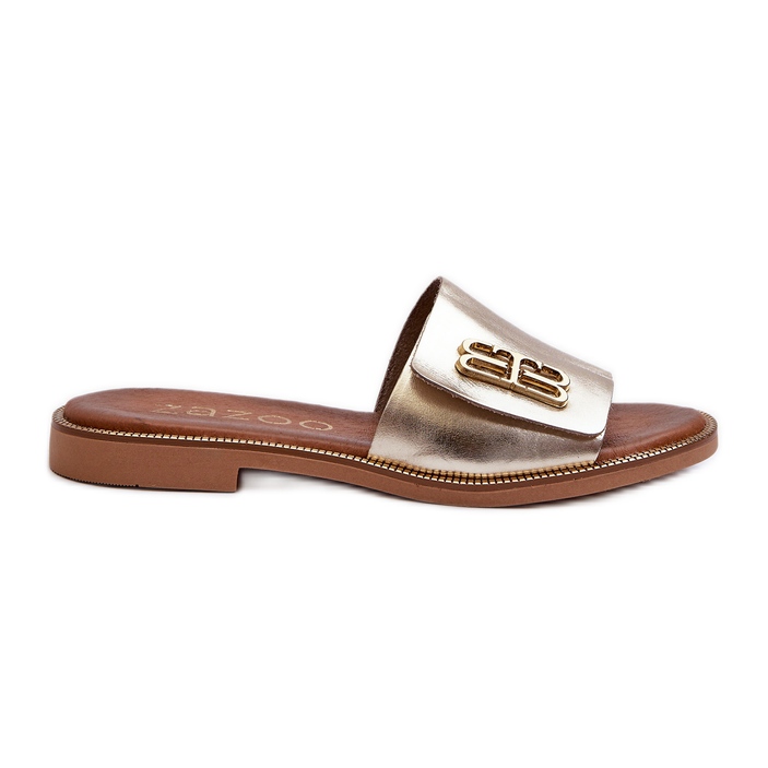 Zazoo 40384 Elegante Damen-Flip-Flops aus Leder, Gold golden