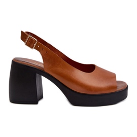 Zazoo 40376 Braune Ledersandalen mit massiven High Heels