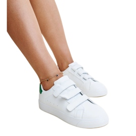 Weiße und grüne Samala-Sneaker mit Klettverschluss