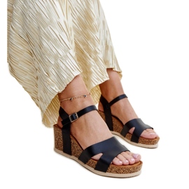 Schwarze Gabera-Keilsandalen aus Kork