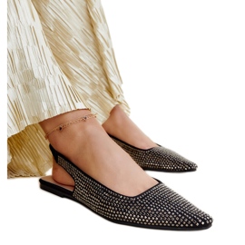 Nadiana glänzende schwarze Sandalen mit offenem Absatz