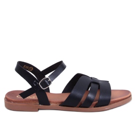 Manzo Schwarze flache Damensandalen