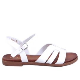 Manzo Weiße flache Damensandalen
