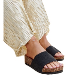 Schwarze Flip-Flops mit Keilabsatz aus Naifene-Kork