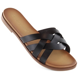 Schwarze römische Damen-Flip-Flops von Sergio Leone SK076H