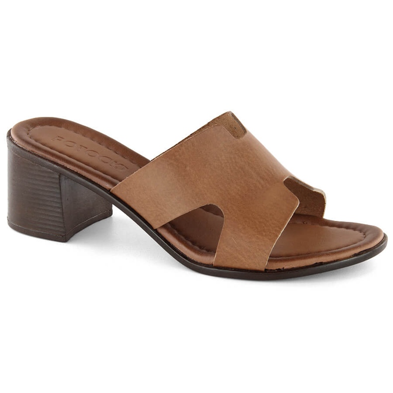 Braune Damen-Flip-Flops mit hohen Absätzen aus Leder Potocki 64300