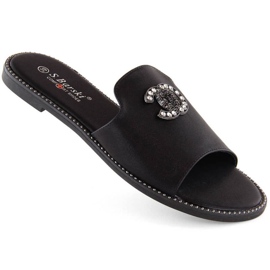 Bequeme Flip-Flops mit Strasssteinen S.Barski W OLI258A, schwarz
