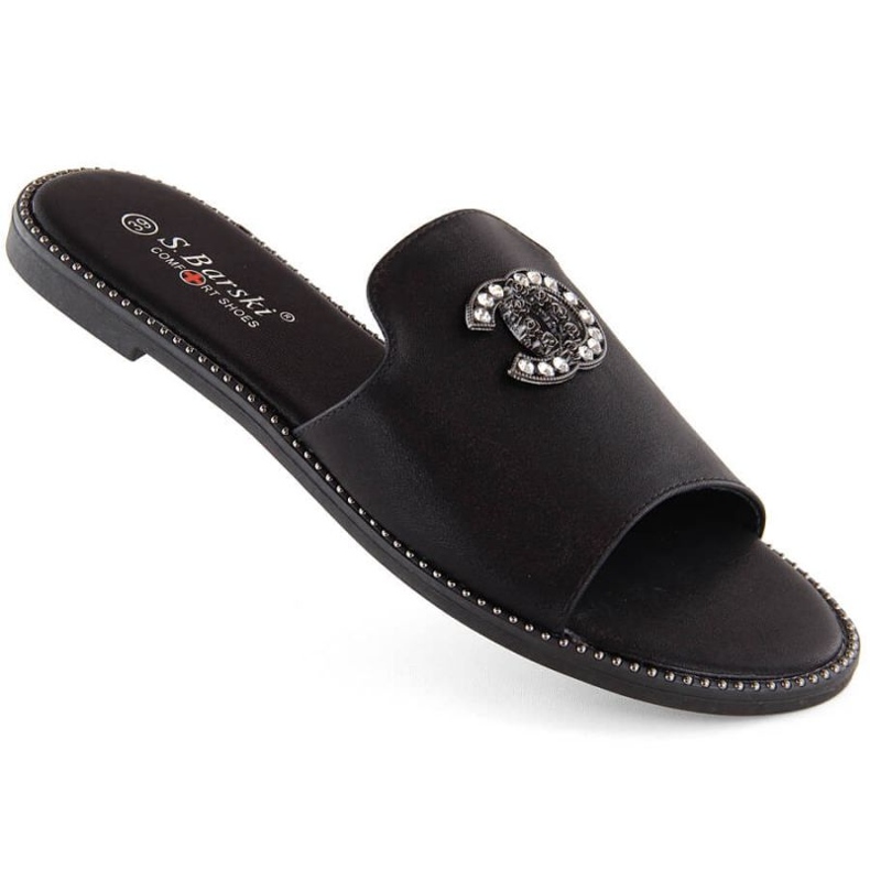 Bequeme Flip-Flops mit Strasssteinen S.Barski W OLI258A, schwarz