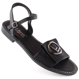 Bequeme Sandalen mit Verzierung S.Barski W OLI259A, schwarz