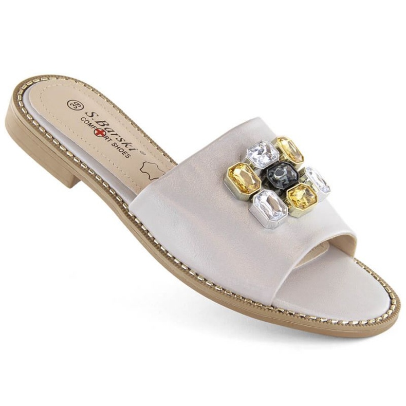 S.Barski W OLI262B silberne Flip-Flops mit Zirkonen