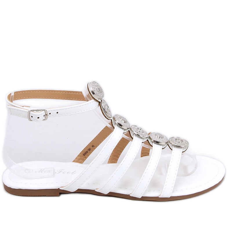 Logan White Gladiator-Damensandalen weiß