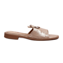 Elegante glänzende Damen-Flip-Flops mit Verzierung S.Barski KV27-032 Gold golden