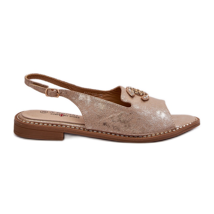 Damensandalen mit Verzierung S.Barski KV27-049 Gold golden