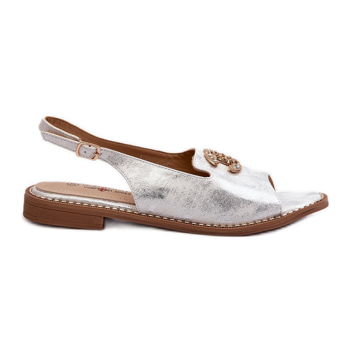Damensandalen mit Verzierung S.Barski KV27-049 Silber silber-