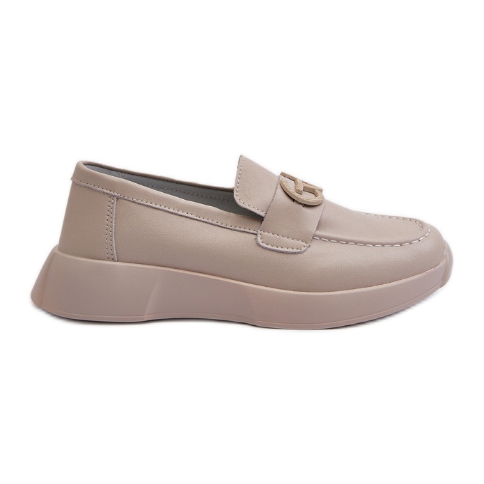Damen-Ledermokassins auf der Plattform Beige S.Barski LR490