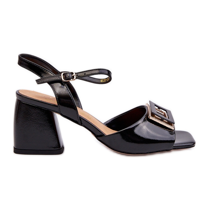 S.Barski Elegante Lackledersandalen mit Verzierung Schwarz D&amp;A MR38-202