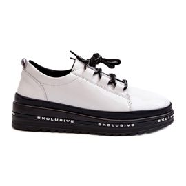 Damen-Sneakers aus Lackleder mit Plateausohle in Weiß S.Barski LR592B