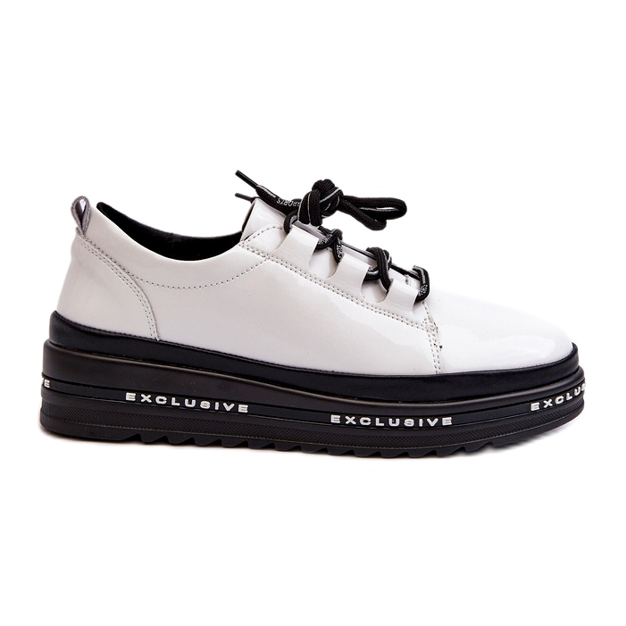 Damen-Sneakers aus Lackleder mit Plateausohle in Weiß S.Barski LR592B