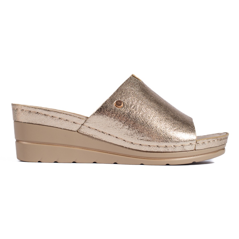 Goldene Keilpantoffeln für Damen