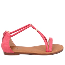 Leehom Damensandalen aus rotem Wildleder rosa