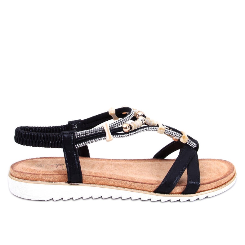 Montier Schwarze Perlensandalen