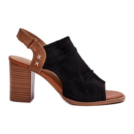 Durchbrochene Damensandalen mit hohem Absatz in Schwarz von Rosca