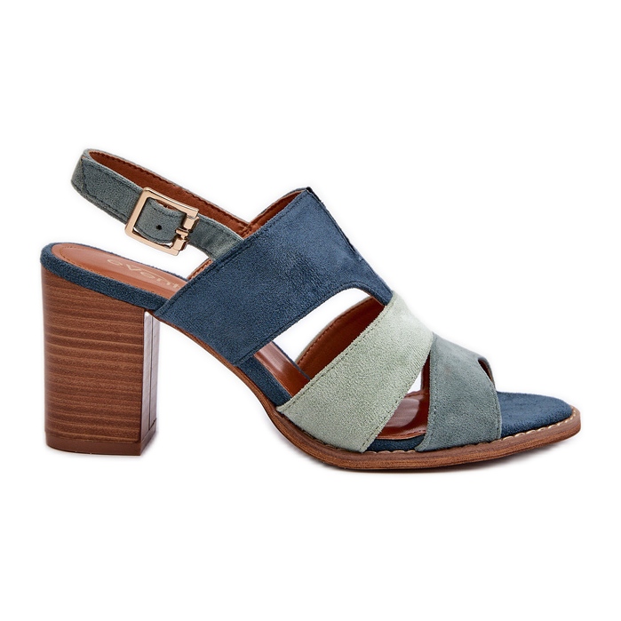 Damensandalen aus Öko-Wildleder mit hohem Absatz, Blau Qutima