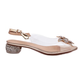 S.Barski Transparente Sandalen mit niedrigem Absatz und Goldverzierung D&amp;A MR38-383 golden