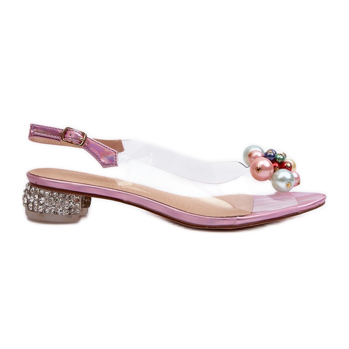 S.Barski Transparente Sandalen mit niedrigem Absatz und Dekoration in Rosa D&amp;A MR38-368