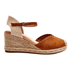 Joia Wildleder-Espadrille-Keilsandalen mit kamelfarbenem Zopf braun