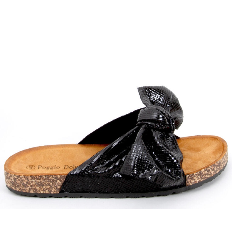 Korkhausschuhe mit Schleife Amur Black schwarz