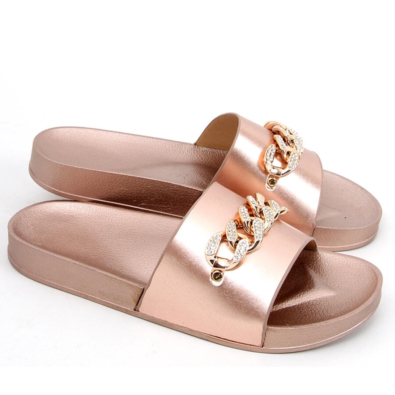 Tilia Champagner Hausschuhe mit Kette golden