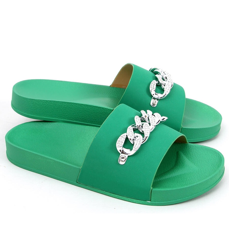 Tilia Grüne Hausschuhe mit Kette