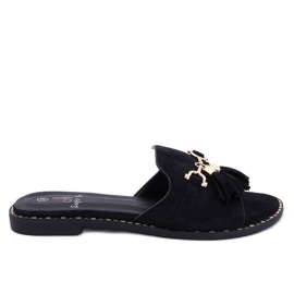 Lapierr Schwarze Flip-Flops mit Fransen