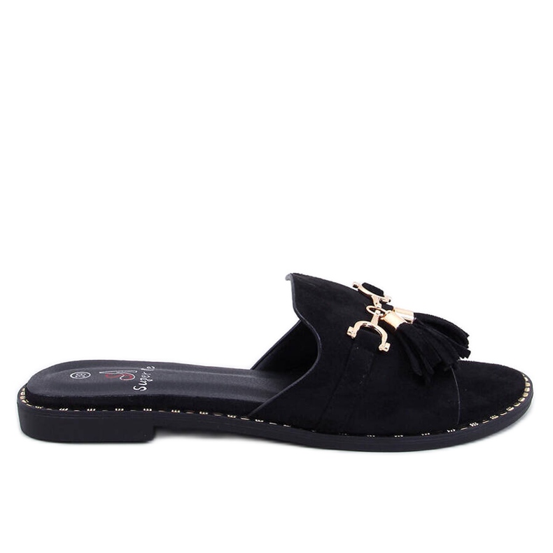 Lapierr Schwarze Flip-Flops mit Fransen