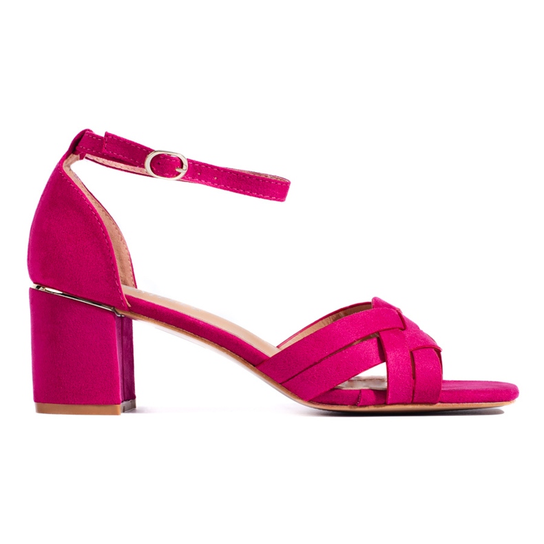 Rosa Wildledersandalen mit hohen Absätzen