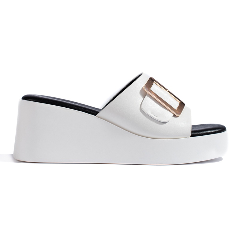 Weiße Keilsandaletten für Damen