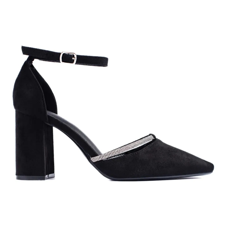 Schwarze Wildlederpumps mit hohen Absätzen