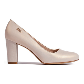 Sergio Leone Bequeme beige Damenpumps mit hohen Absätzen
