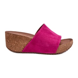 Zazoo 40311 Damen-Flip-Flops mit Korkkeil, Fuchsia rosa