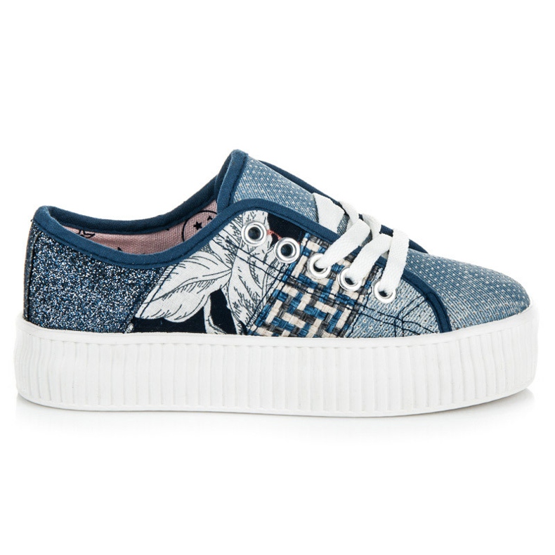 Kylie Turnschuhe auf der Plattform mit abstraktem Druck blau