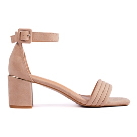 Wildlederbeige High-Heel-Sandalen braun