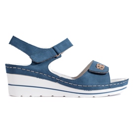Blaue Keilsandalen