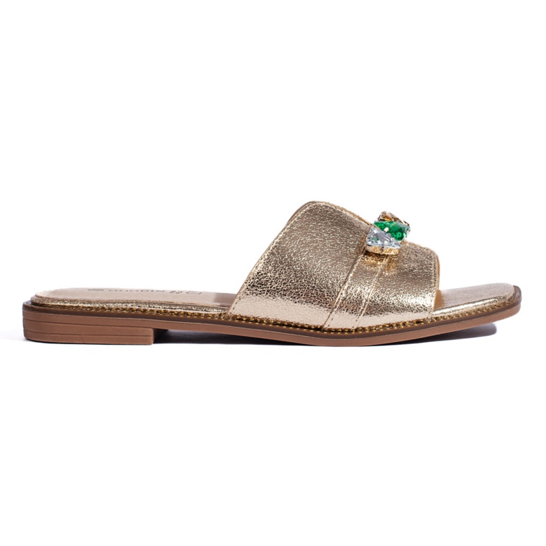 Goldene Damen-Flip-Flops mit Steinen