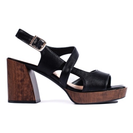 Schwarze Sandalen mit breitem Absatz von Sergio Leone